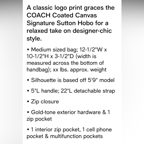 Coach Sutton Hobo in Signature Coated Canvas with Saddle Brown Trim Like New - Picture 6 of 16